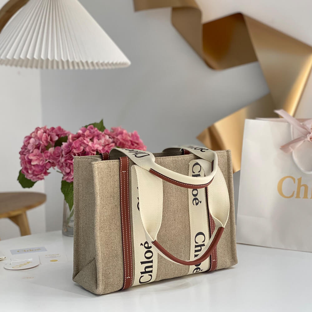 Chloe Woody tote bag in linen