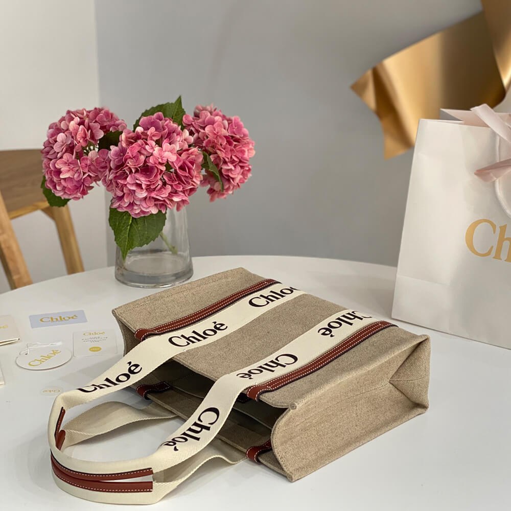 Chloe Woody tote bag in linen