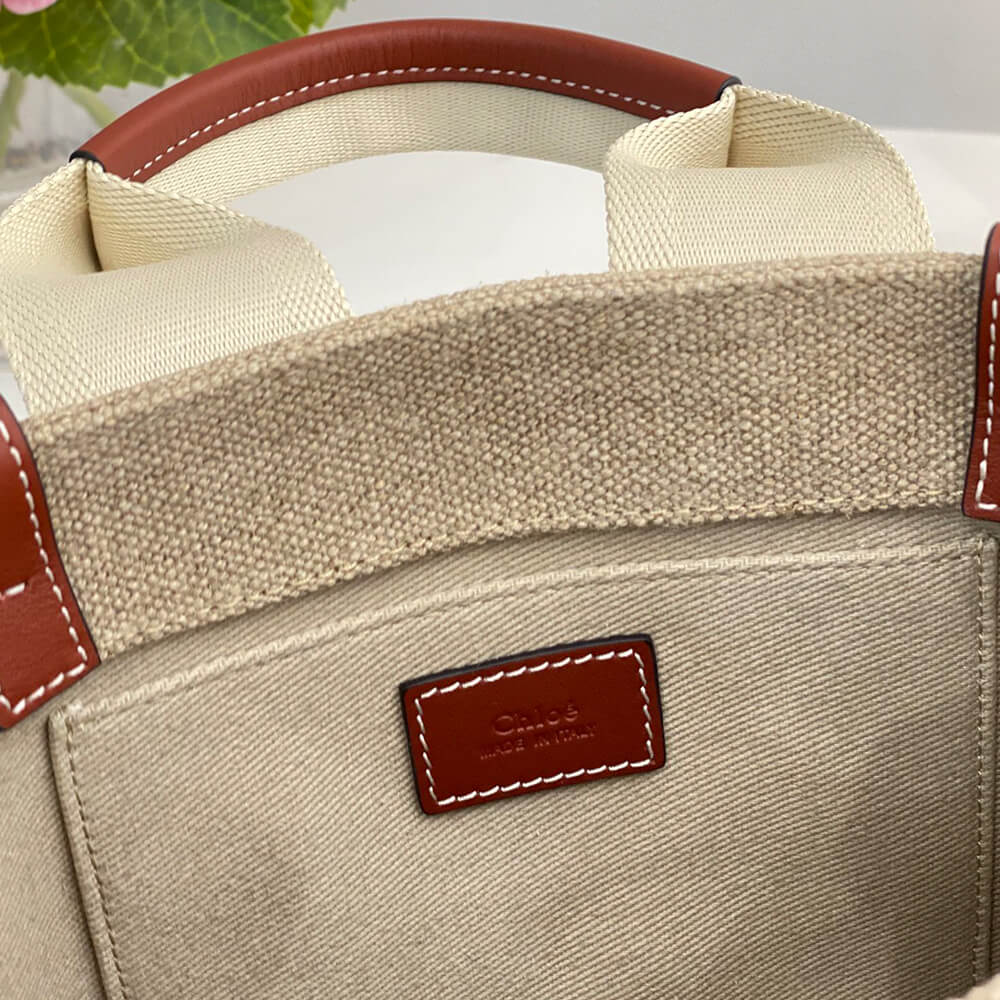 Chloe Small Woody tote bag in linen